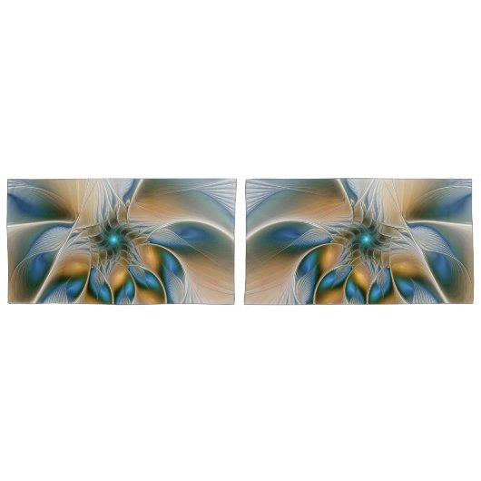 Soaring、抽象芸術ファンタジーFractal Art With Blue 枕カバー (正面-セット)