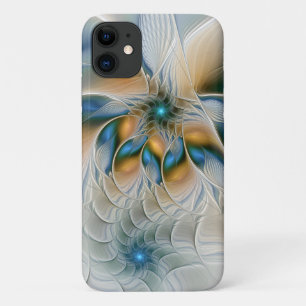 Soaring、抽象芸術ファンタジーFractal Art With Blue iPhone 11 ケース
