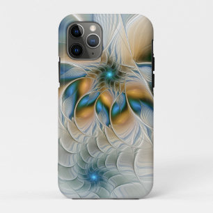 Soaring、抽象芸術ファンタジーFractal Art With Blue iPhone 11 Proケース