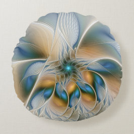Soaring, Abstract Fantasy Fractal Art With Blue ラウンドクッション
