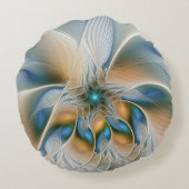 Soaring, Abstract Fantasy Fractal Art With Blue ラウンドクッション (裏面)