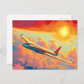 Soaring Airplane - Vibrant Painterly Style Art ポストカード (正面/裏面)