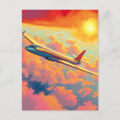 Soaring Airplane - Vibrant Painterly Style Art ポストカード (正面)