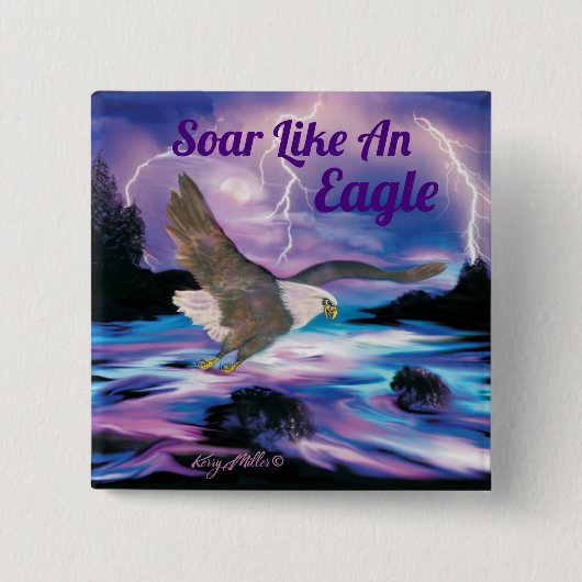 Soaring Bald Eagleボタン 缶バッジ (正面)