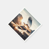 Soaring Bald Eagle Over Mountain Lake スタンダードカクテルナプキン (角)