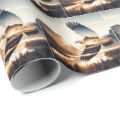 Soaring Bald Eagle Over Mountain Valley Lake ラッピングペーパー (ロールコーナー)