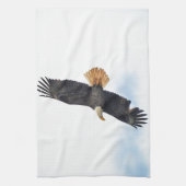 Soaring Bald Eagle Wildifeフォトアート キッチンタオル (縦)