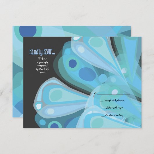 SOARING BUTTERFLYバルミツワーRSVP返信カード 出欠カード (正面/裏面)