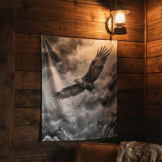 Soaring Eagle Mountain Tapestry | Black and White タペストリー