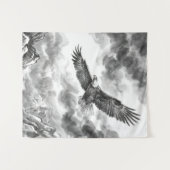 Soaring Eagle Mountain Tapestry | Black and White タペストリー (正面(横))
