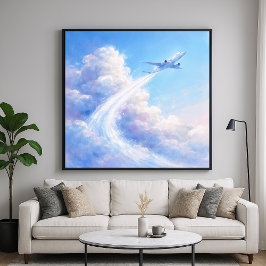 Soaring Plane - Pastel Painting Style Art ポスター