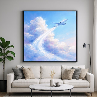 Soaring Plane - Pastel Painting Style Art ポスター