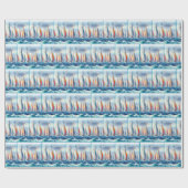 Soaring Seagulls With Sailboat Regatta ラッピングペーパー (フラット)