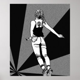 Soaring Woman – フェミニストブラック&ホワイトのグラフィックアート ポスター