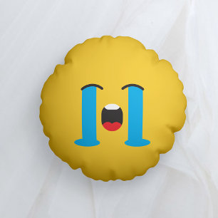 Sobbing Sad Yellow顔絵文字 ラウンドクッション