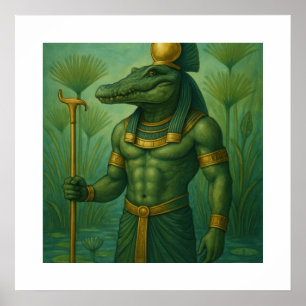 Sobek Crocodile神のポスター   古代神話アート ポスター