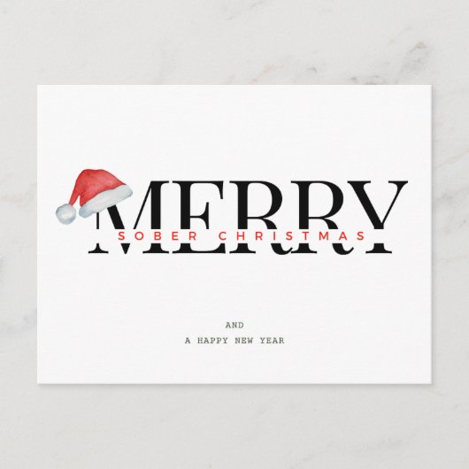 Soberメリー Christmas、Soberサポートミニマルクリスマス シーズンポストカード (正面)