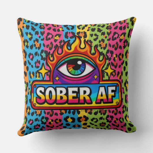 Sober AF - 虹色ヒョウ柄 - クッション (裏面)