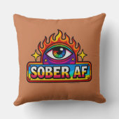 Sober AF - Throw Pillow クッション (裏面)