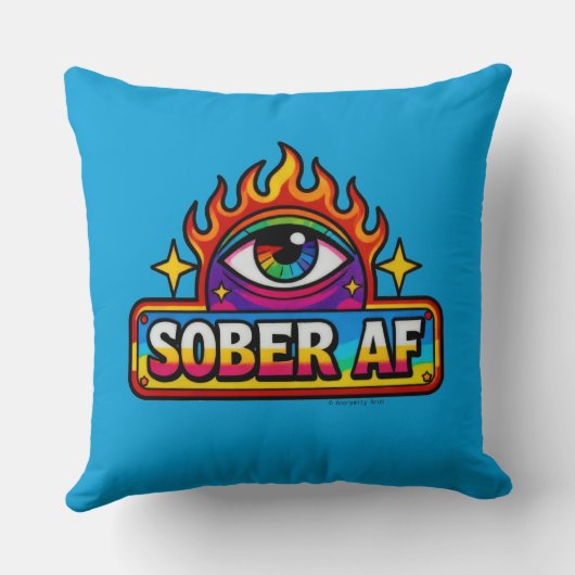 Sober AF - Throw Pillow クッション (裏面)