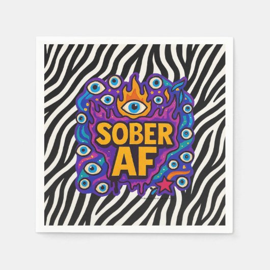Sober AF - Zebra Pattern -  スタンダードカクテルナプキン (正面)