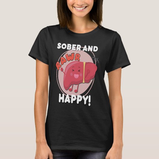 Sober and Happy Liver Chibi Joy Recovery Anniversa Tシャツ (正面)