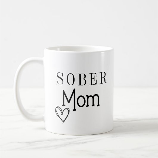 Sober Mom Coffee Mug, Addiction Recovery コーヒーマグカップ (左)
