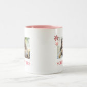 Sober Sistersの写真カスタムと名前ピンク ツートーンマグカップ (中央)