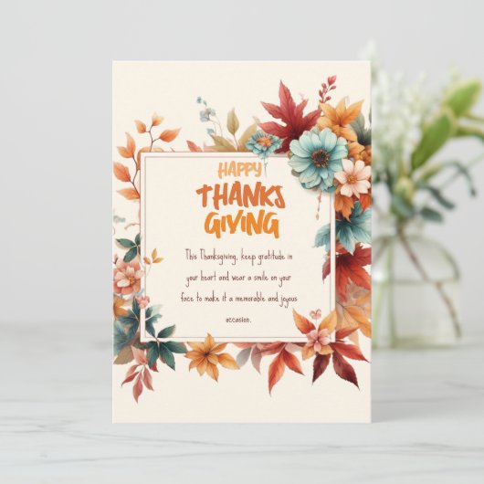 Sober Thanksgiving Cards with Fall Flowers 招待状 (スタンド正面)