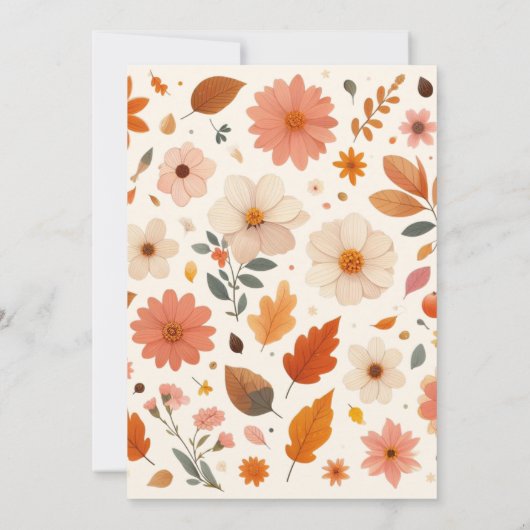 Sober Thanksgiving Cards with Fall Flowers 招待状 (裏面)