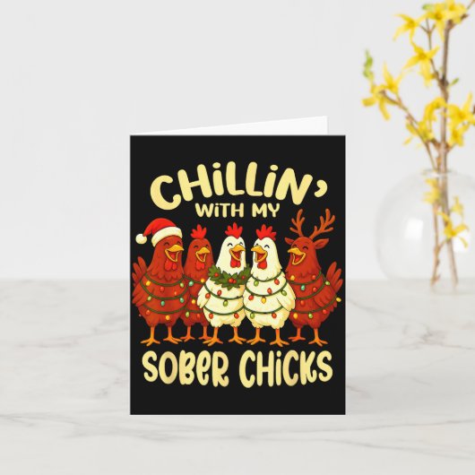 Sobriety Anniversary Recovery Funny Sober Chicks  カード (黄色い花)
