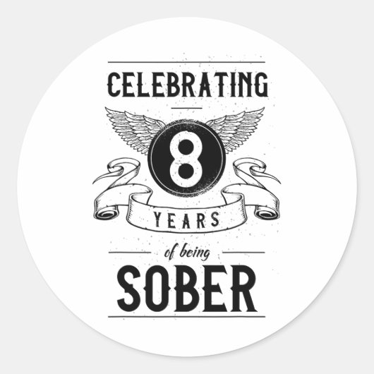 Sobriityギフト回復記念日8年Sober ラウンドシール (正面)