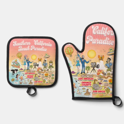 SoCalビーチパラダイス 鍋つかみ&鍋敷きセット (正面)
