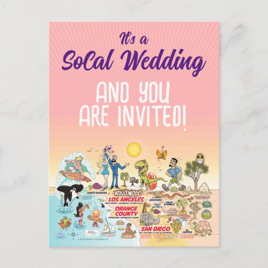 SoCal結婚式の招待 インビテーションポストカード (正面)