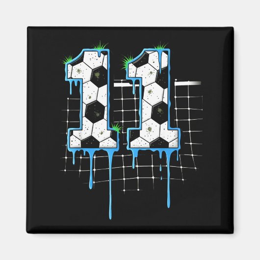 Soccer 11 Year Old Ice Cream Drip Youth 11th Birth マグネット (正面)