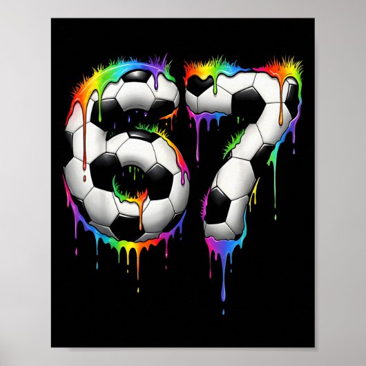 Soccer 67 Six Seven Funny Gen Alpha Meme Rainbow D ポスター (正面)
