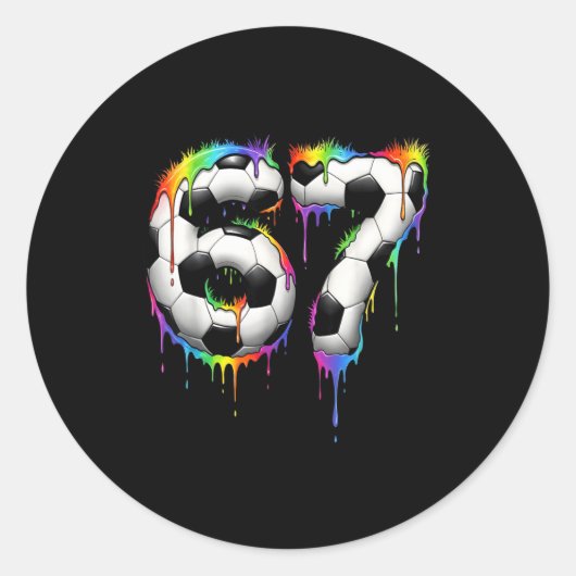 Soccer 67 Six Seven Funny Gen Alpha Meme Rainbow D ラウンドシール (正面)