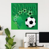 Soccer Africa Bold Green Football ポスター (ホームオフィス)