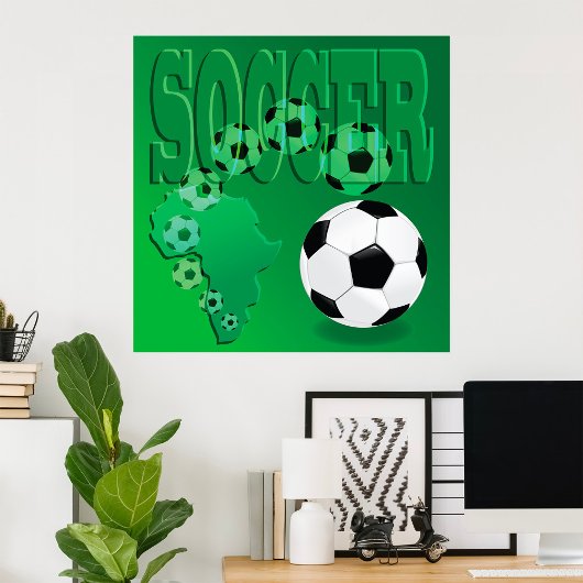Soccer Africa Bold Green Football ポスター