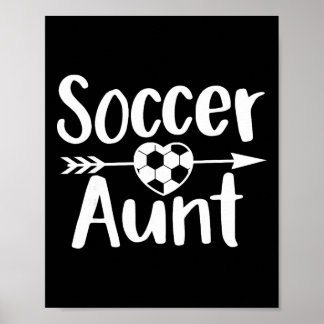 Soccer Aunt Heart Sport Lover Auntie Mother's Day  ポスター