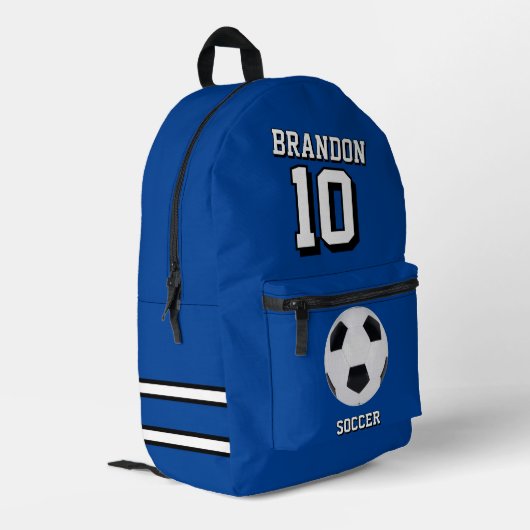 soccer backpacks blue personalized player gol プリントバックパック (裏面左端)