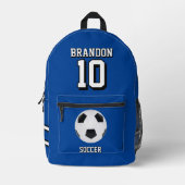soccer backpacks blue personalized player gol プリントバックパック (正面)