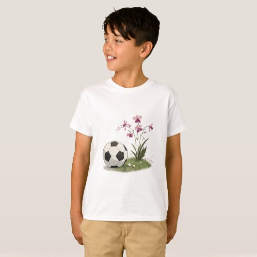 Soccer Ball and Orchidaceae Tシャツ (正面フル)