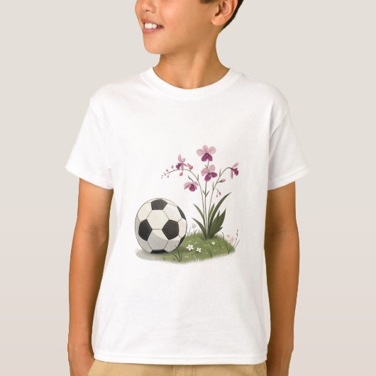 Soccer Ball and Orchidaceae Tシャツ (正面)