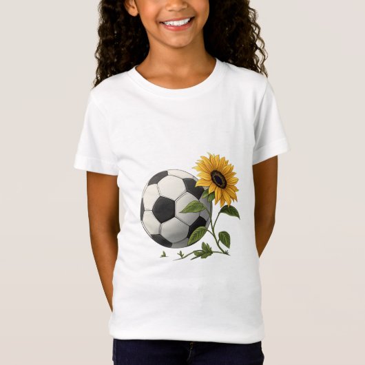 Soccer ball and sunflower tシャツ (正面)