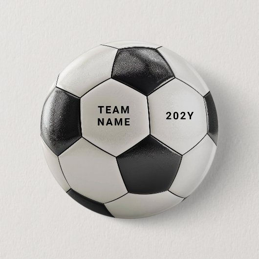 Soccer Ball Button Pin | Custom Team Name Buttons 缶バッジ (正面)