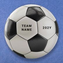 Soccer Ball Button Pin | Custom Team Name Buttons