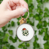 Soccer Ball Christmas Lights Santa Hat Funny  キーホルダー (手)