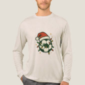 Soccer Ball Christmas Lights Santa Hat Funny  トライブレンドＴシャツ (正面)