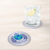 Soccer Ball Crest | Bright Blue Sport Fan Gifts  ラウンドペーパーコースター (インサイチュ)